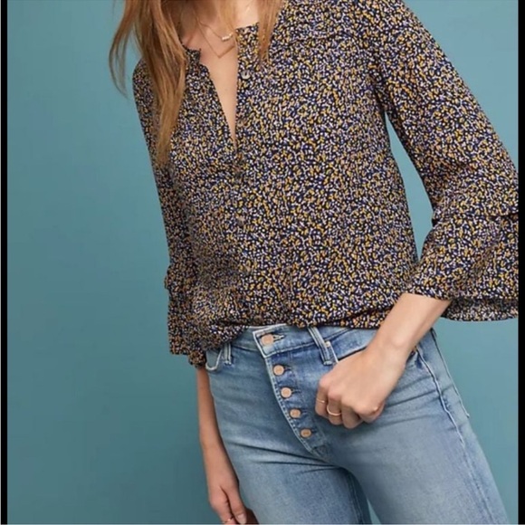Anthropologie Maeve | Multi Colored Speckled | Button Down Top | size S - Picture 1 of 8